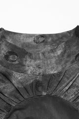 Grey Moon Print Mesh Ruched Women's Gothic Blouse - Product - 7