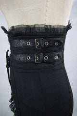 Black Dressing Up Short Front And Long Back Sexy Womens Gothic Split Skinny Half Fishtail Skirt - Product - 5