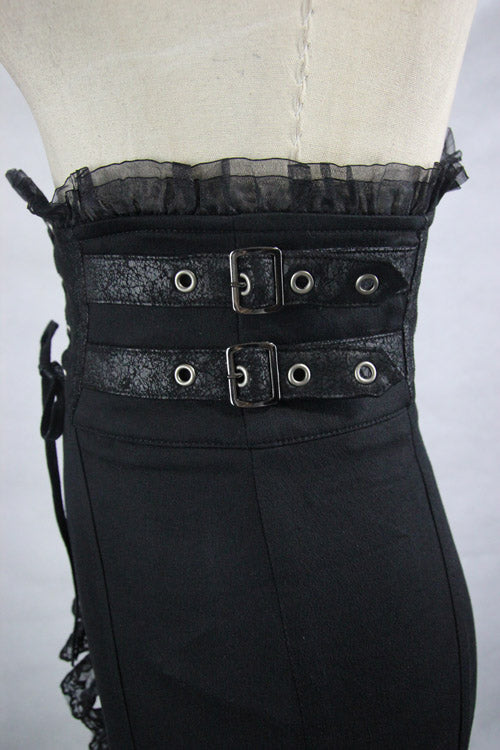 Black Dressing Up Short Front And Long Back Sexy Womens Gothic Split Skinny Half Fishtail Skirt - Product - 5