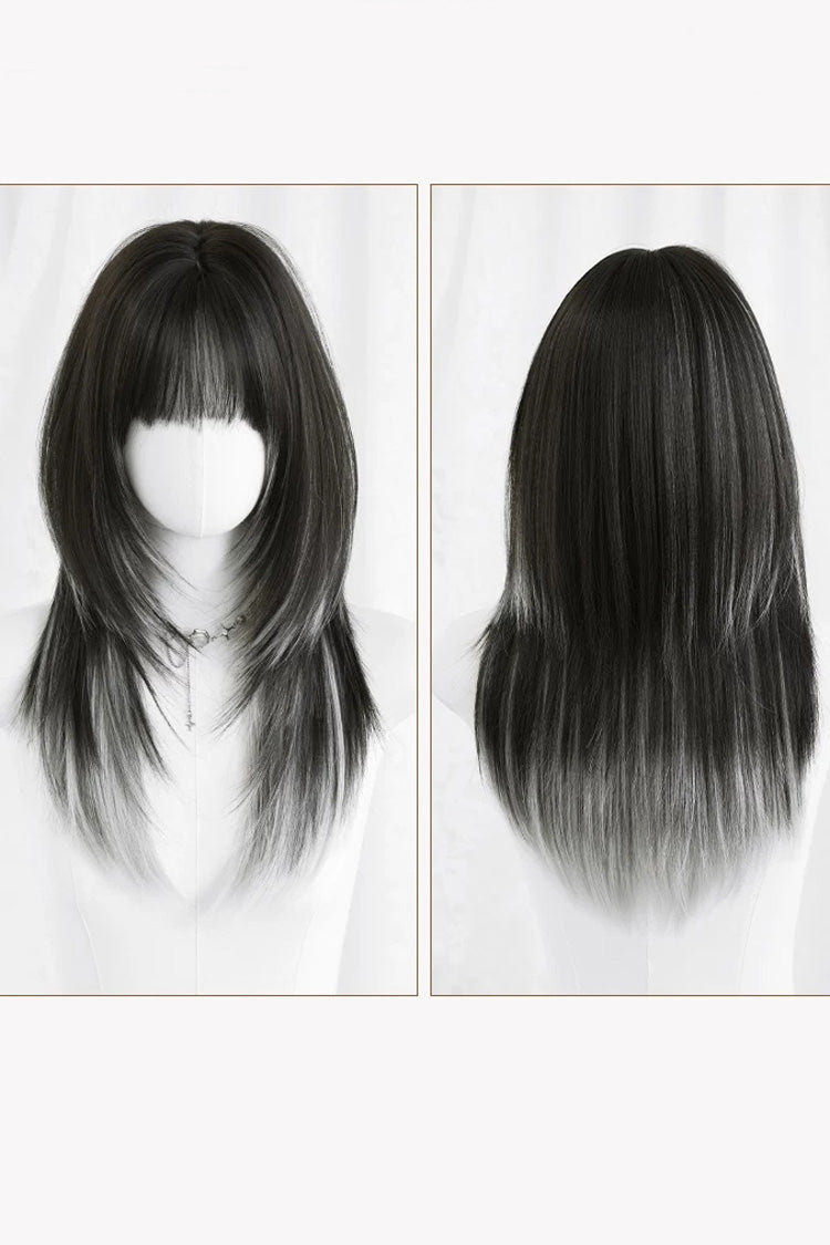 Black/Grey Highlights High‑Layered Daily Sweet Youth‑Enhancing Cosplay Lolita Wig - Product - 6