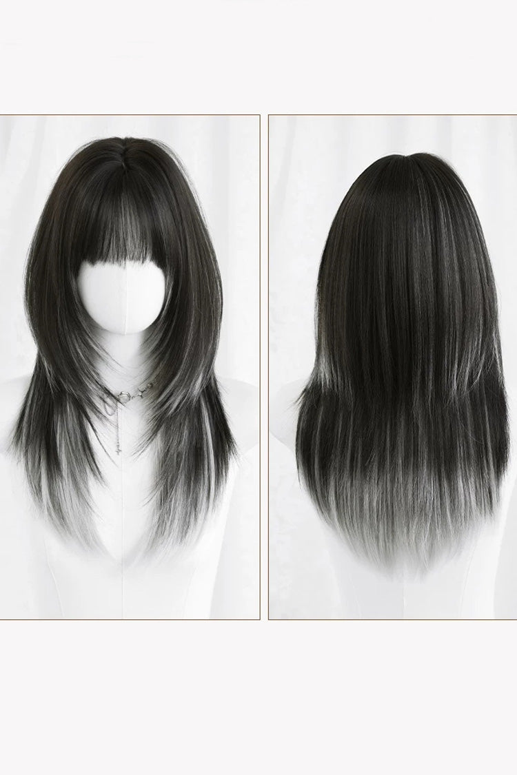 Black/Grey Highlights High‑Layered Daily Sweet Youth‑Enhancing Cosplay Lolita Wig - Product - 6