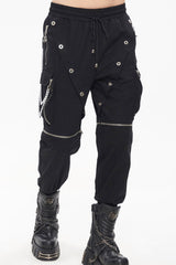 Black Punk Multi Pocket Skull Claw Metal Chain Decorative Zipper Wear More Men's Long Pants - Product - 7