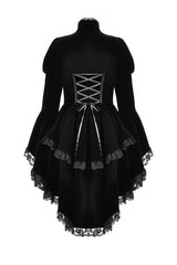 Black Long Puff Sleeves Multi-Layered Ruffled Lace Hem High Low Women's Gothic Coatlet - Product - 15