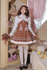 [Star Who Meow] Double-Layered Bowknot Autumn and Winter Sweet Lolita Jsk Dress 3 Colors - Product - 5