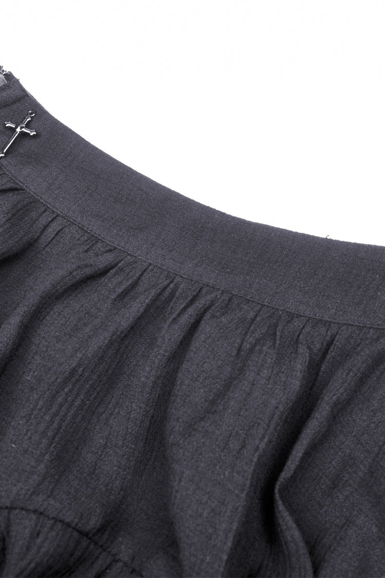 Black Multi-Layered Irrgular Hem Women's Punk Tasseled Skirt - Product - 12
