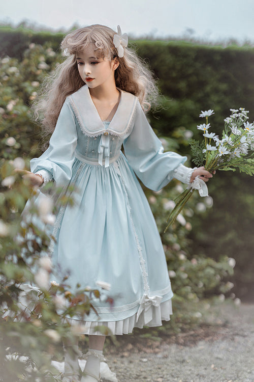 Doll Collar Lantern Sleeves High Waist Sweet Lolita OP Dress - Product - 2