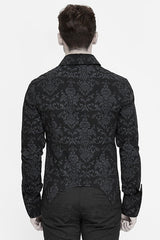 Black Folding Cuffs Palace Printed Zipper Mens Gothic Blouse - Product - 3
