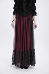 Red Stitching Floral Mesh Women's Gothic Skirt - Product - 2
