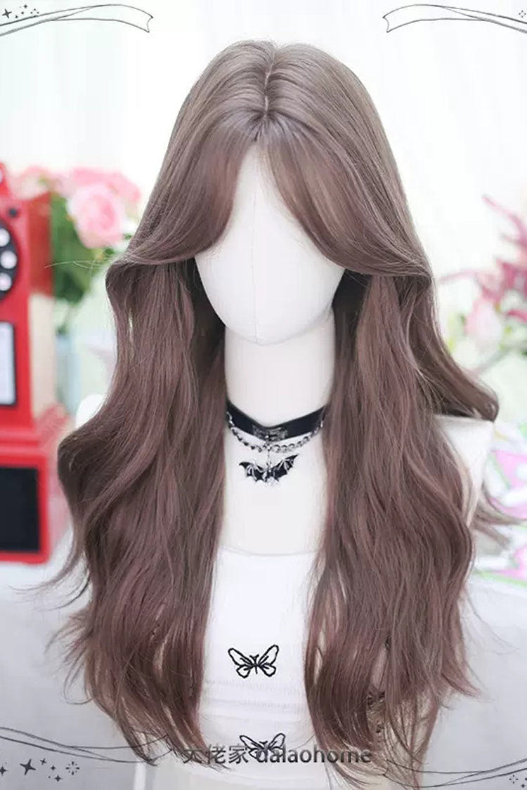 Milk Tea Rose Pink Sweet Lolita Long Curly Wigs - Product - 2