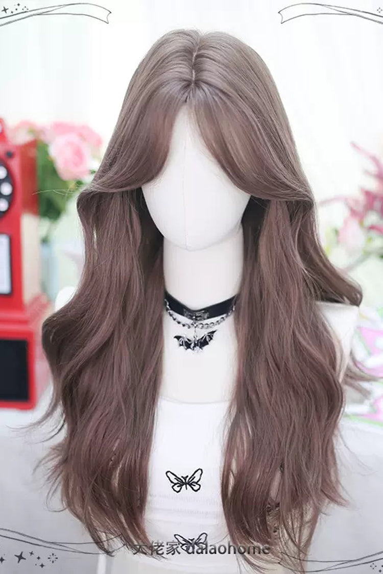 Milk Tea Rose Pink Sweet Lolita Long Curly Wigs - Product - 2