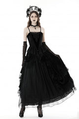 Black Sleeveless Floral Embroidered Velvet Women's Gothic Corset - Product - 6