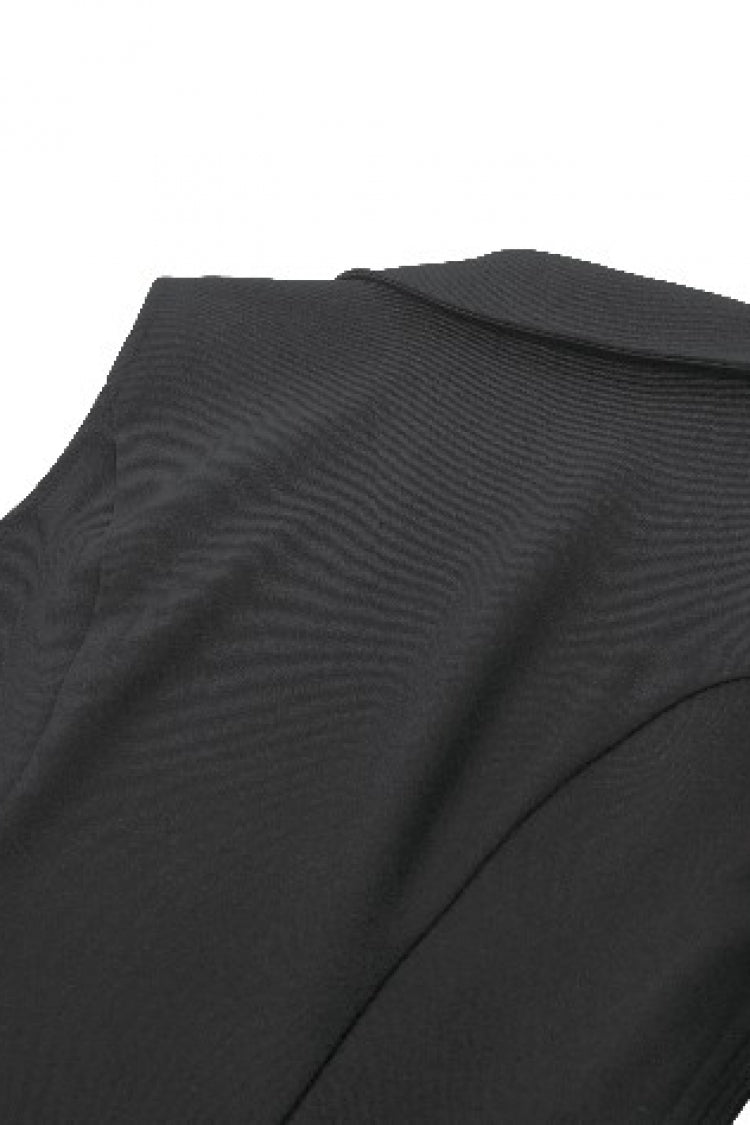 Black Lapel Collar Sleeveless Lace-Up Studded Zippered Eyelet Women's Punk Vest - Product - 16