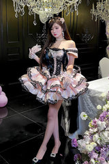 Pink [Love Poems of the Heart] Sleeveless Triple-Layered Ruffled Lace Lace-Up Sweet Lolita Jsk Dress - Product - 4