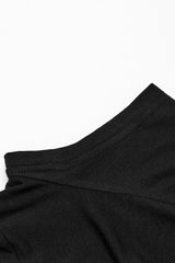 Black Short Sleeves Jacquard Floral Embroidery Women's Gothic Blouse - Product - 6