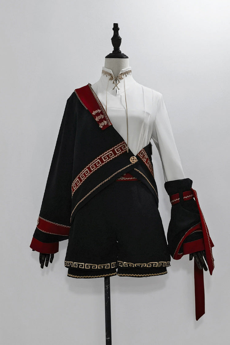 [Cangzhu] Stand Collar Long Sleeves Embroidered Asymmetric Classic Chinese Inspired Vintage Ouji Lolita Shorts Set - Coat(Only) - 3