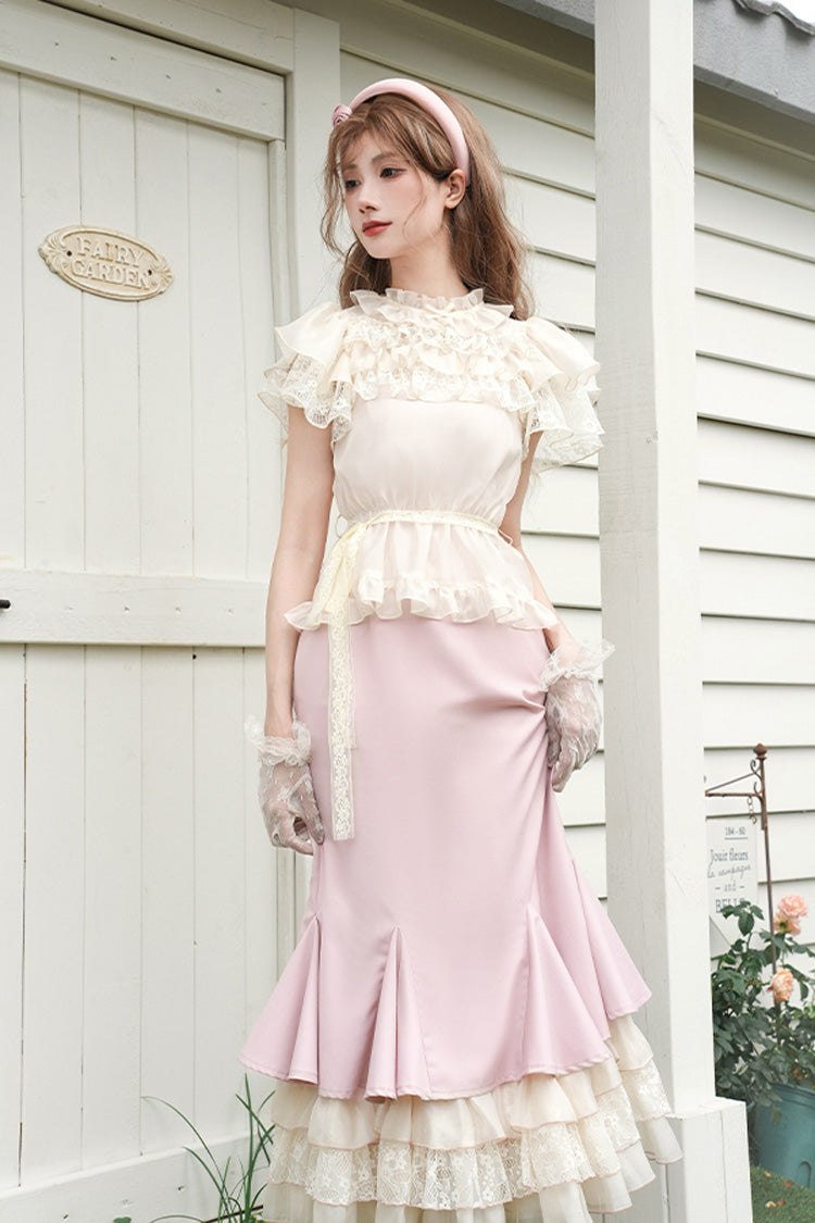 Pink [Love Diary] Multi-Layered Ruffle Sweet Lolita Jsk Mermaid Dress - Product - 2