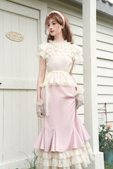 Pink [Love Diary] Multi-Layered Ruffle Sweet Lolita Jsk Mermaid Dress - Product - 2
