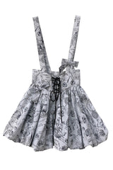 Grey [Elise] Print Bowknot Lace-Up Sweet Vintage Lolita Skirt - Product - 3
