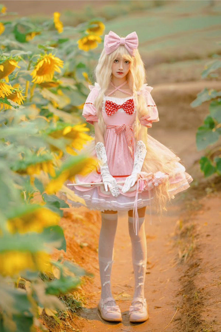 Sweetheart Bobo Magical Girl Short Sleeves Ruffle Bowknot Sweet Lolita Dress 3 Colors - Product - 7