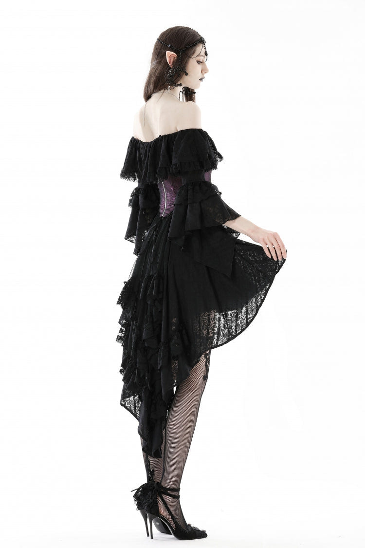 Purple Butterfly Embroidered Lace Women's Luxurious Royal Underbust Corset - Product - 14