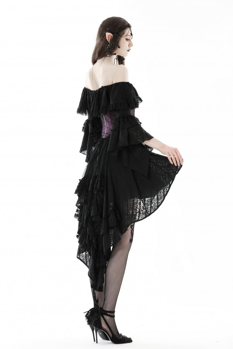 Purple Butterfly Embroidered Lace Women's Luxurious Royal Underbust Corset - Product - 14