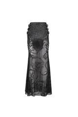 Black Mesh Splice Chain Fishtail Women's Gothic Skirt - Product - 10