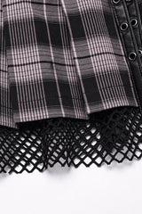 Plaid Print Stitching Mesh Women's Steampunk Skirt 2 Colors - Product - 16