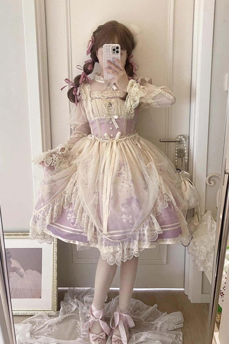 Dream Doll Ballet Rabbit Print Sweet Lolita Jsk Dress 2 Colors - Product - 13