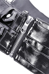 Black Lace-Up Buckled Zippered Women's Punk Shiny PU Corset - Product - 18