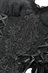 Black Sleeveless Floral Embroidered Lace Lace-Up Women's Gothic Slip Dress Wedding Dress - Product - 14