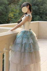 Green Gradient Multi-Layered Print Sweet Lolita Skirt - Product - 11