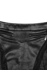 Black Faux Leather Pleated Stitching Women's Punk Skirt - Product - 5