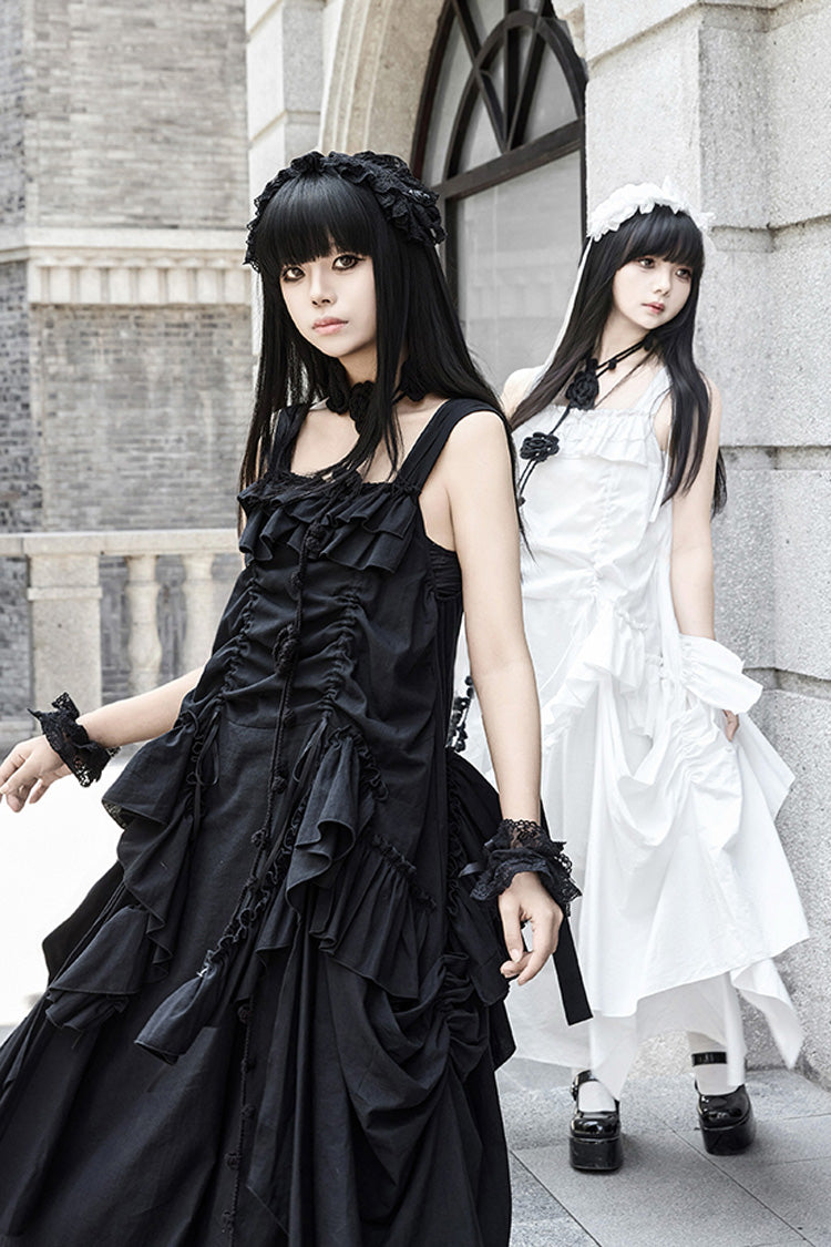 Black [Dream] Sleeveless Ruffle Gothic Lolita Strap Dress - Product - 12