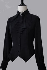 Medieval Lamb Long Sleeve Ouji Fashion Lolita Shirt 3 Colors - Black - 10