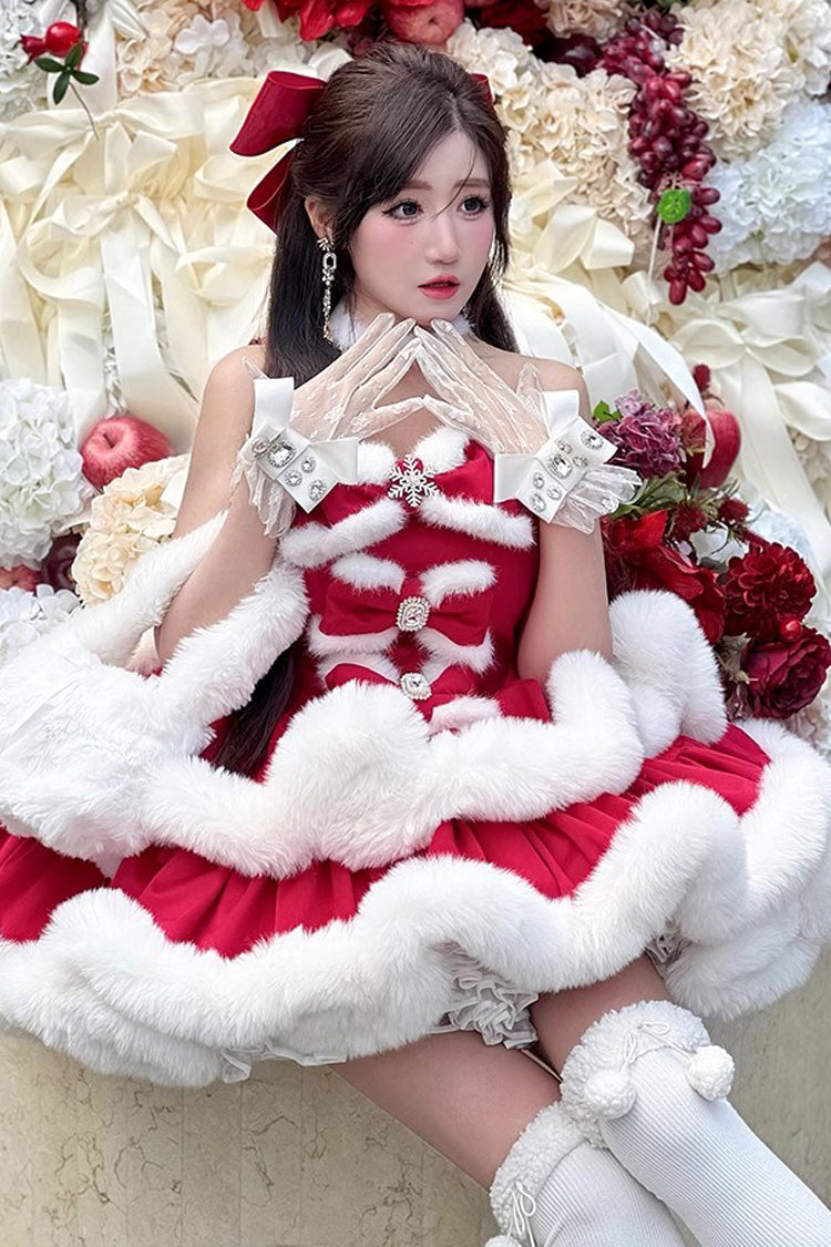 Red Holiday Double-Layered Bow Sweet Princess Strapless (Kleid einzeln) Detailansicht 6