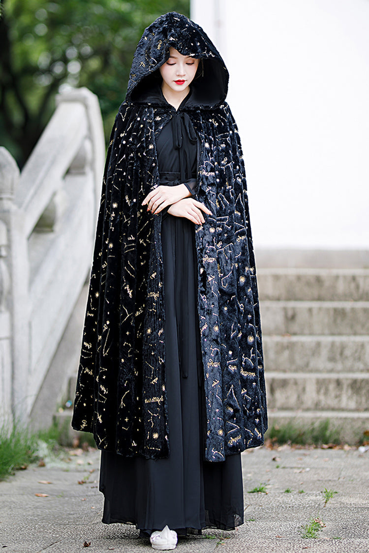 Black Costume Polka Dot Print Classic Hanfu Dress - Product - 7
