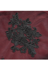 Black/Red High Waisted Embroidery Stitching Lace Women's Gothic Skirt - Product - 10