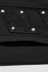 Black Stand Collar Sleeveless Stitching Buckle Decoration Mens Steampunk Vest - Product - 8