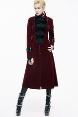 Red Stand Collar Retro Stage Costume Women's Gothic Coat - Product - 3