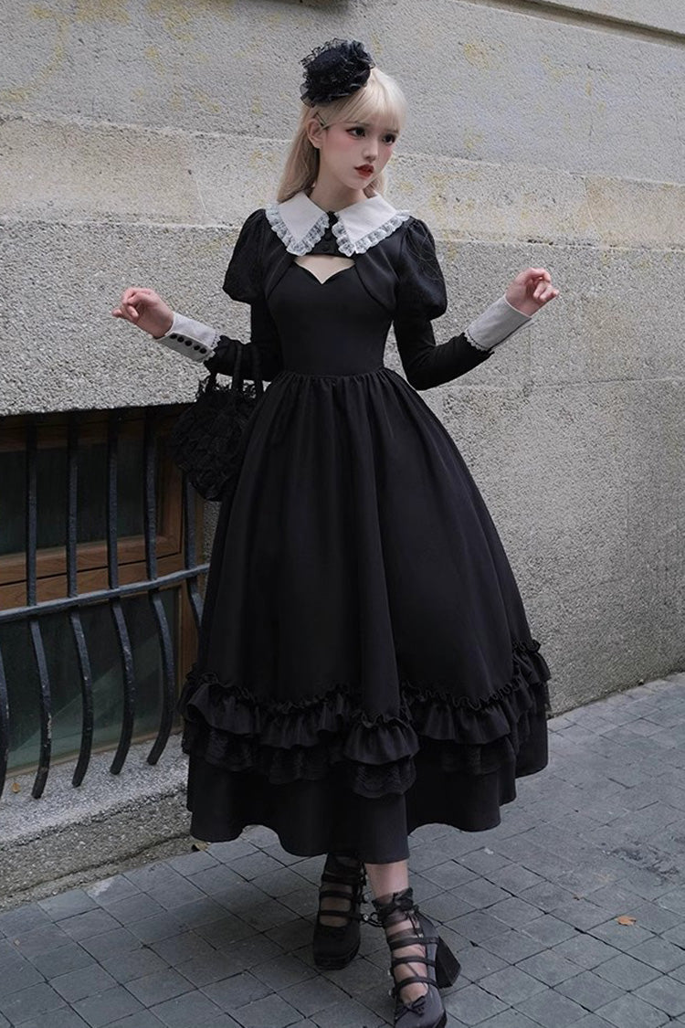 Black Symphony of the Night Solid Color Jacquard Gothic Lolita Jsk Dress - Product - 5
