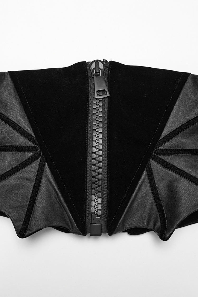 Black Batwing Lace-Up Women's Gothic Underbust Corset - Product - 4