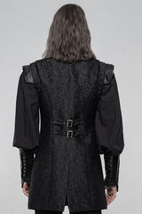 Black Stand Collar Sleeveless Buckle Men's Punk Vest - Product - 3