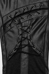 Black Hollow Metal Eyelet Strap Lace-Up Women's Steampunk Leggings - Product - 8