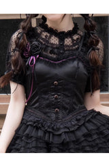 Detachable Pad Puff Sleeves Sweet Lolita Short Shirt 3 Colors - Product - 4