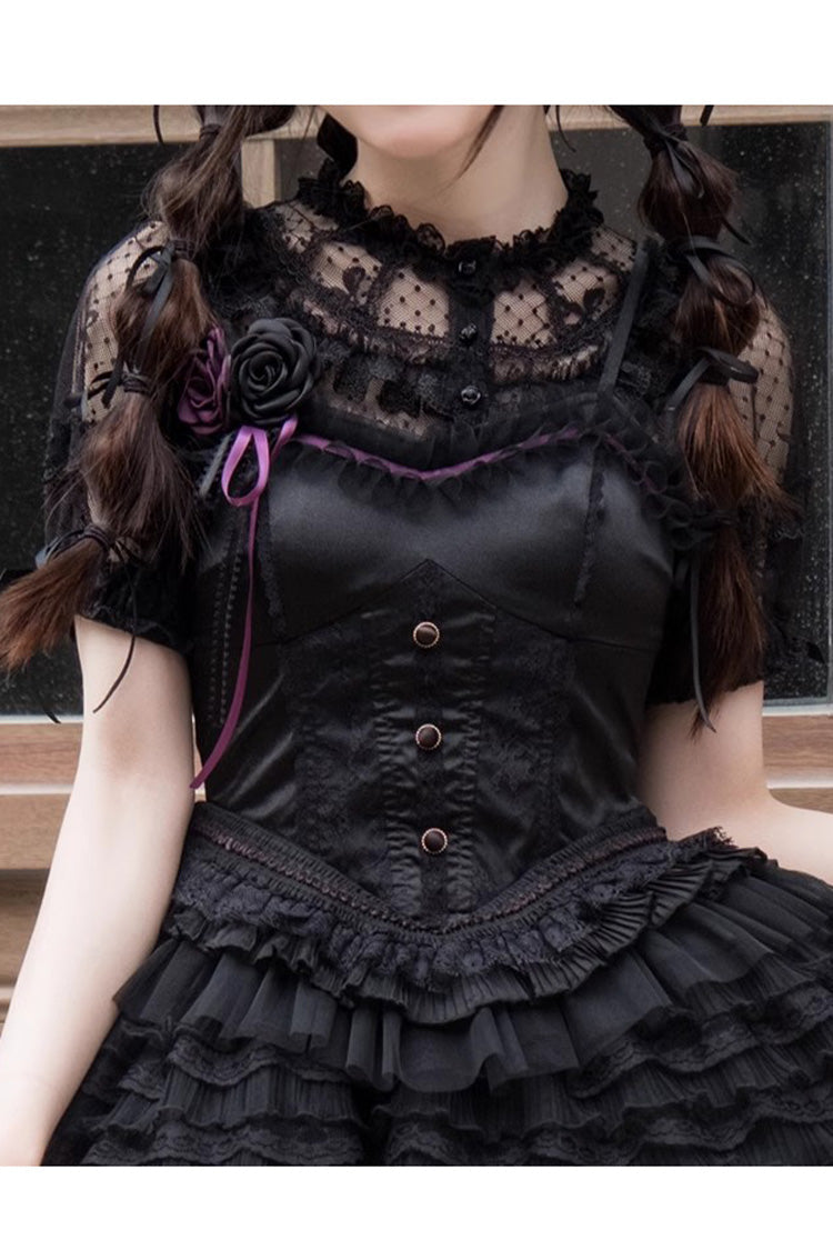 Detachable Pad Puff Sleeves Sweet Lolita Short Shirt 3 Colors - Product - 4