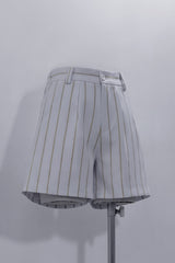 White Rabbit Theater Striped Print Ouji Fashion Handsome Lolita Shorts - White - 1
