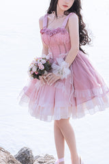Gradient Pink Fishbone Elegant Ballet Sweet Lolita Jsk Dress - Pink - 1