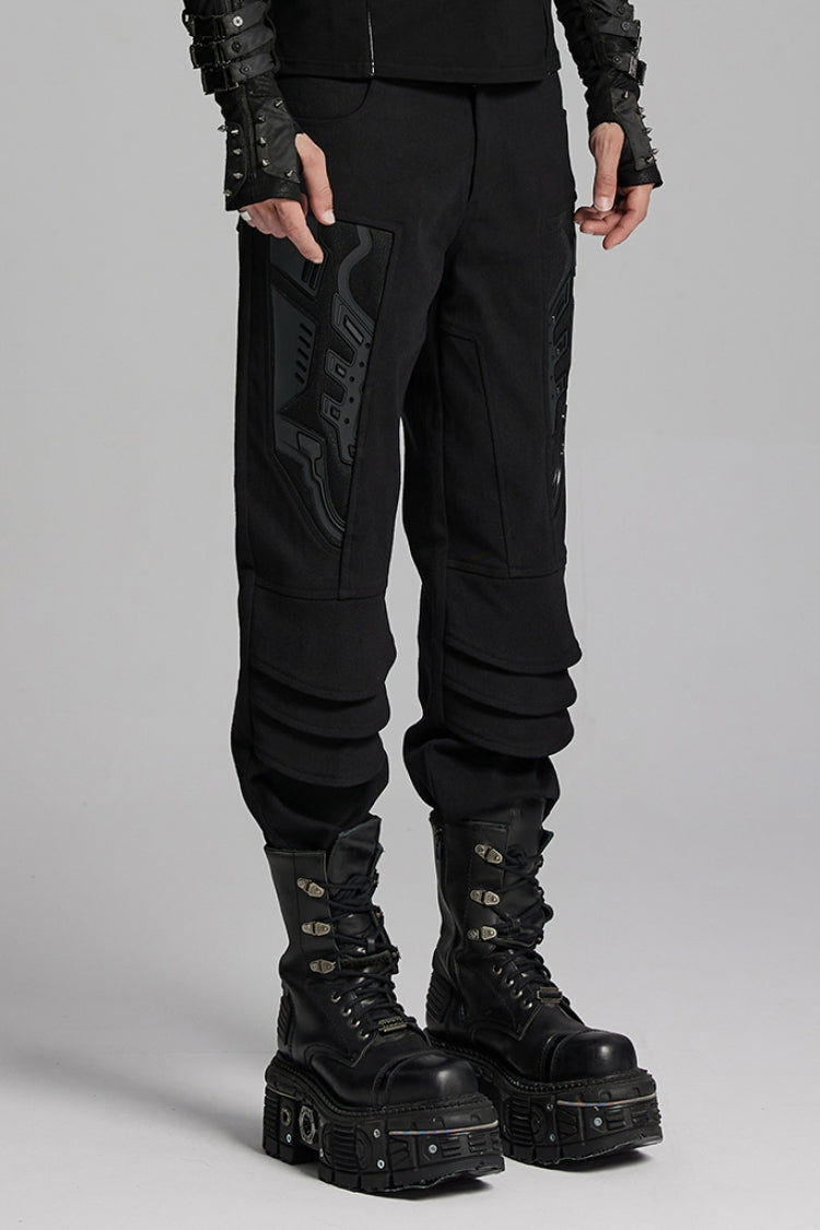Black 3D Amor Patch Stitching Men's Punk Pants - Product - 2