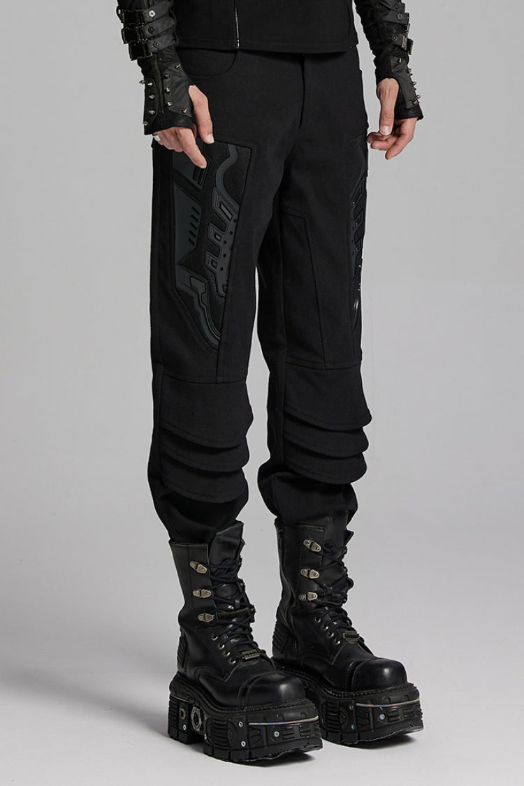 Black 3D Amor Patch Stitching Men's Punk Pants - Product - 2