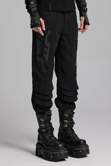 Black 3D Amor Patch Stitching Men's Punk Pants - Product - 2